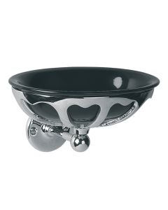 Lefroy Brooks Classic Black China Soap Dish And Holder - Silver Nickel