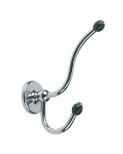 Lefroy Brooks Classic Double Robe Hook With Black Acorns - A/Gold