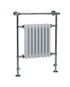 Lefroy Brooks Classic Heated Towel Rail with White Cast Iron Inset Radiator (953Hx669W) - Silver Nickel