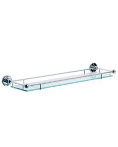 Lefroy Brooks Edwardian Glass Shelf with Rail - Chrome