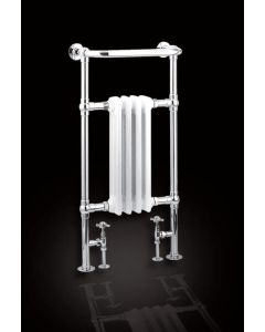Reina Alicia Chrome 960 x 495mm Traditional Heated Towel Rail With White Inset Radiator