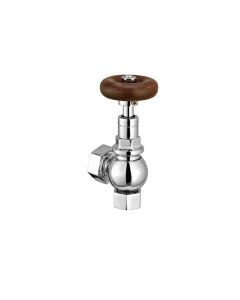 Just Taps Traditional Wooden Handle Chrome Angled Radiator Valves (Pair)