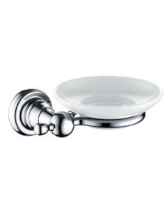 Holborn Wall Mounted Soap Dish in Chrome and white ceramic