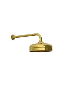 Lefroy Brooks Classic Short Projection Arm With Wall Bracket & 8" Classic Rose - Antique Gold