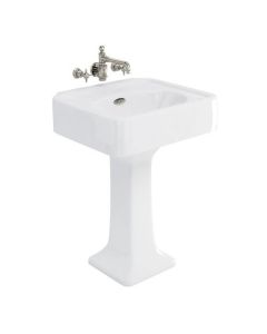 Arcade Bathrooms Basin With Full Pedestal 600mm No Tap Hole