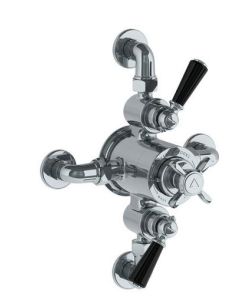 Lefroy Brooks Black Lever Concealed Thermostatic Shower Mixing Valve - Chrome