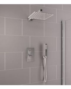 BDC Square Wall Mounted Thermostatic Shower Bundle - Chrome