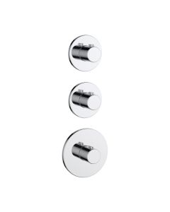Just Taps Hugo 3 Handle 2 Outlet Thermostatic Shower Valve On Single Plates, Can Be Mounted Horizontally Or Vertically