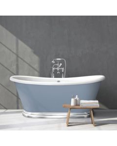 BC Designs The Boat Bath 1700 x 750mm Free Standing Double Ended Bath White Gloss With Aluminium Plinth