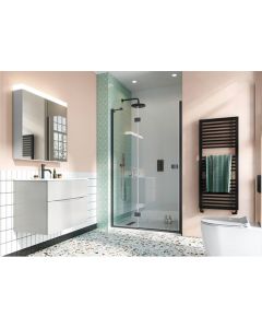 Crosswater Design 8 Black Hinged Shower Door 900mm