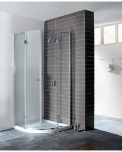 Crosswater Design 900mm Quadrant With Double Hinged Door Silver Frame Clear Glass