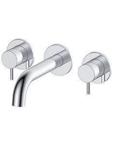 Lever 3 Hole Chrome Wall Mounted Basin Mixer