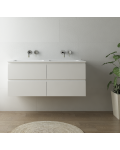 LUXE81 Dune 1200 Matte White Cabinet With Matte Stone Basin