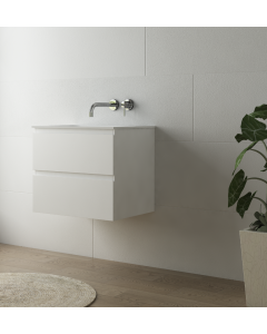 LUXE81 Dune Matte White 600 Cabinet With Matte Stone Basin