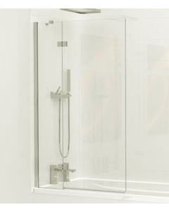 Kudos 2 Panel Framless Out-Swing Bath Screen 1500 x 950mm Silver Frame With Clear Glass