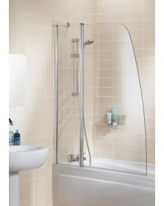 Lakes Sculpted Double Panel Hinged Bath Screen 1400 x 1200mm Silver Frame Clear Glass