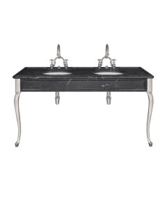 Lefroy Brooks La Chapelle 1700 x 590 Double Black Marquina Marble Console With Silver Nickel