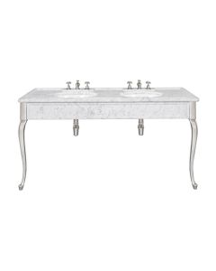 Lefroy Brooks La Chapelle 1700 x 590 Double White Carrara Marble Console With Silver Nickel
