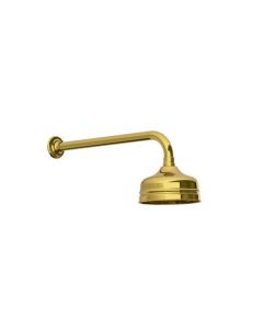 Lefroy Brooks Classic Short Projection Arm with Wall Bracket and 5" Classic Rose - Antique Gold