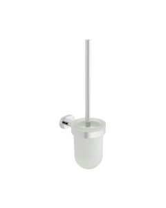 VADO Life Toilet Brush And Frosted Glass Holder - Chrome Finish