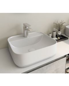Essentials Ravine 400 x 420mm Bowl with One Tap Hole – White