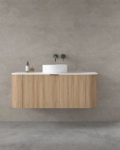 LUXE81 Marloe 1200 Oak Cabinet With Carrara Top and Matte Flute Basin