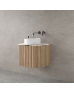 LUXE81 Marloe 600 Oak Cabinet With Carrara Top and Matte Flute Basin
