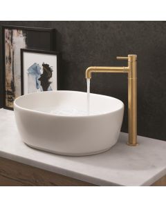 Crosswater MPRO Industrial Tall Monobloc Basin Mixer Unlacquered Brushed Brass