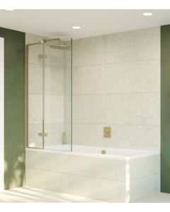 Crosswater Optix Left Hand Hinged Bath Screen With Inline Panel - Brushed Brass