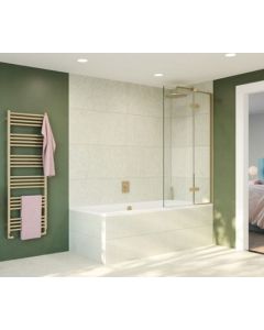Crosswater Optix Right Hand Hinged Bath Screen With Inline Panel - Brushed Brass