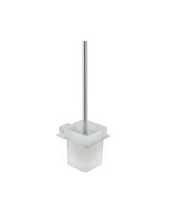 VADO Phase Toilet Brush and Frosted Glass Holder - Chrome Finish
