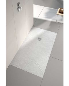 Merlyn Truestone 1600 x 800mm rectangular White Slate Shower Tray Complete With Fast Flow Waste