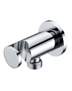 Round Chrome Shower Wall Outlet & Bracket