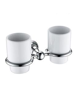 Holborn Wall Mounted Double Tumbler & Hold - Chrome