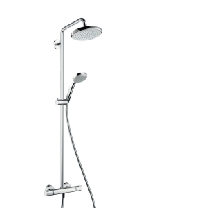 Hansgrohe Croma 220 Chrome Exposed Showerpipe With Swivelling Shower Arm