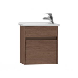 Vitra S50 Cloakroom Compact Basin & Unit 450 x 280 With 1 Tap Hole On The Right - Dark Oak