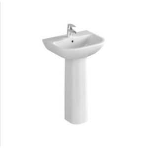 Vitra S20 450 x 355 Basin with Full Pedestal 1 Tap Hole