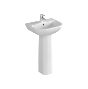 Vitra S20 500 x 420 Basin With Full Pedestal 1 Tap Hole
