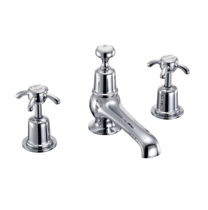 Burlington Anglesey 3 Tap Hole Basin Mixer With Pop Up Basin Waste Quarter Turn