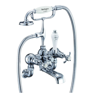 Burlington Anglesey Wall Mounted Bath Shower Mixer With Hose & Handset Quarter Turn