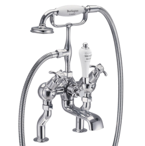 Burlington Anglesey Deck Mounted Angled Bath Shower Mixer With Hose & Handset 