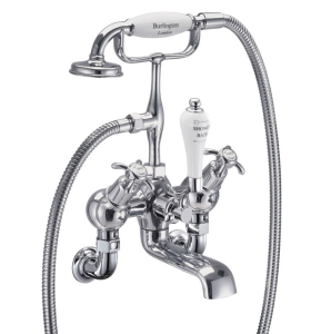 Burlington Anglesey Wall Mounted Angled Bath Shower Mixer With Hose & Handset Quarter Turn