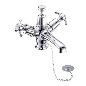 Burlington Anglesey 1H Basin Mixer with plug & chain, High/Low centre