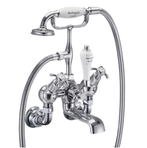 Burlington Anglesey Regal Wall Mounted Angled Bath Shower Mixer With Hose & Handset Quarter Turn