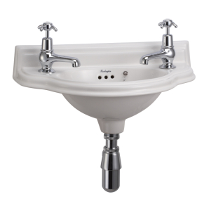 Burlington 505 x 255 Small Cloakroom Curved Front Basin 2 Tap Hole