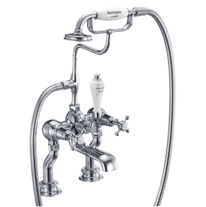Burlington Claremont Regal Deck Mounted Bath Shower Mixer With Hose & Handset Quarter Turn