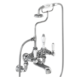 Burlington Kensington Regal Wall Mounted Bath Shower Mixer Taps With Hose & Handset 