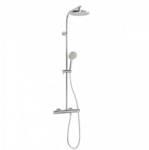 Crosswater Curve Cool Touch Chrome Exposed Thermostatic Shower Valve With Fixed Head & Handset