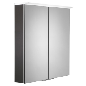 Roper Rhodes Visage 705 x 655mm Double Door Mirror Cabinet With Light & Shaver Socket - Charcoal Elm Inserts