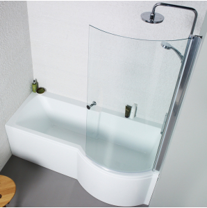 SW6 Adapt P-Shaped Shower Bath 1700 X 850mm Right Hand
